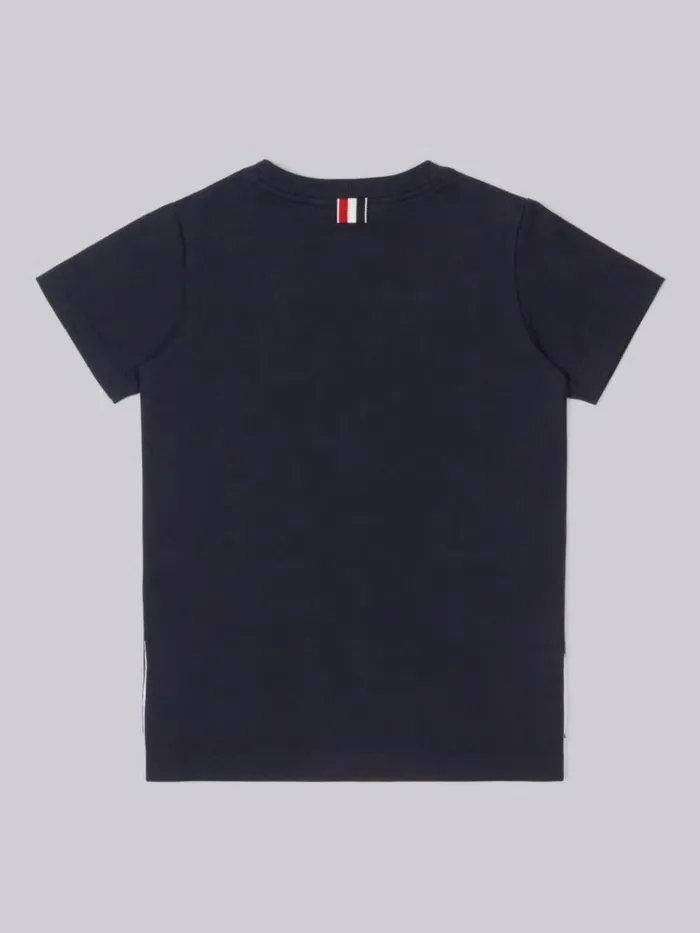 Cotton Jersey Short Sleeve Tshirt Navy GirlsBoys Thom Browne Dresses And Shirts