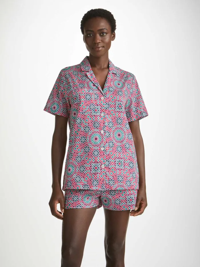 Cotton Pajamas Women Derek Rose Short Pajamas Ledbury 69 Cotton Batiste Pink