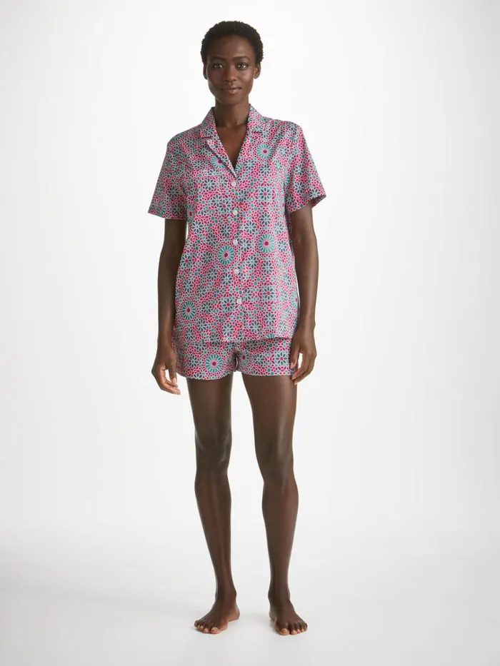 Cotton Pajamas Women Derek Rose Short Pajamas Ledbury 69 Cotton Batiste Pink