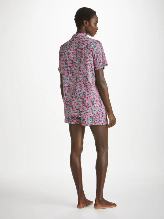 Cotton Pajamas Women Derek Rose Short Pajamas Ledbury 69 Cotton Batiste Pink