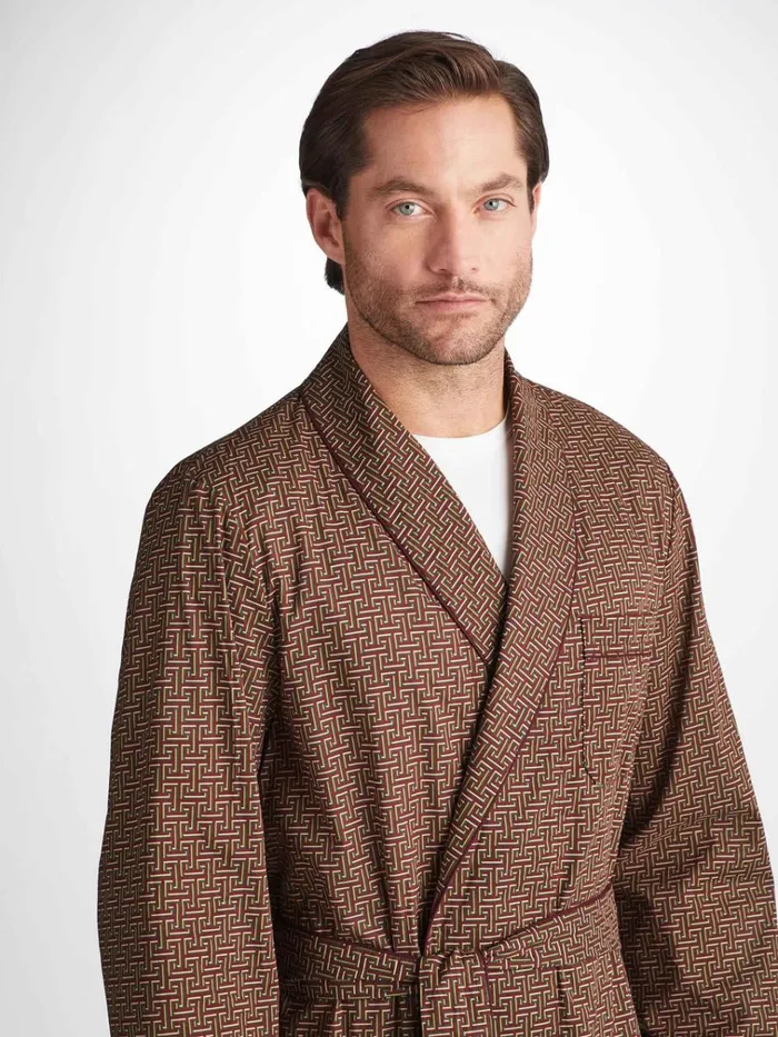 Cotton Robes Men Derek Rose Robe Ledbury 72 Cotton Batiste Burgundy