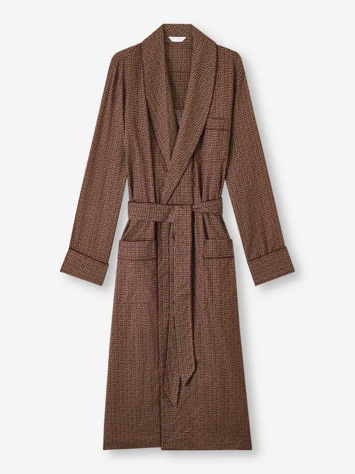 Cotton Robes Men Derek Rose Robe Ledbury 72 Cotton Batiste Burgundy