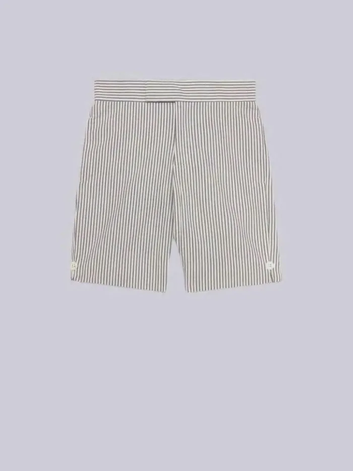 Cotton Seersucker Bermuda Short Medium Grey BoysGirls Thom Browne Trousers And Shorts