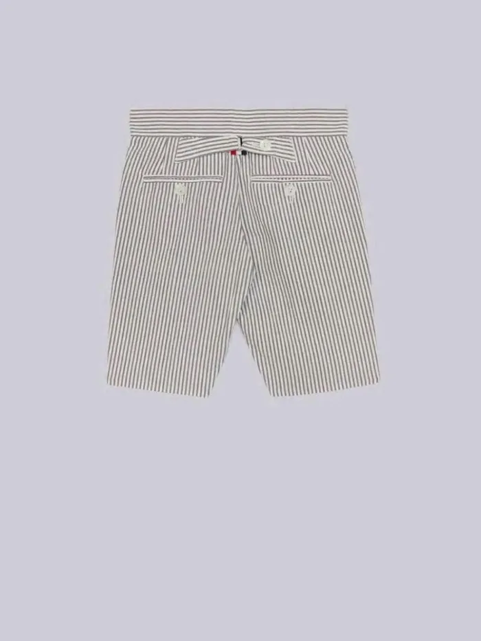 Cotton Seersucker Bermuda Short Medium Grey BoysGirls Thom Browne Trousers And Shorts