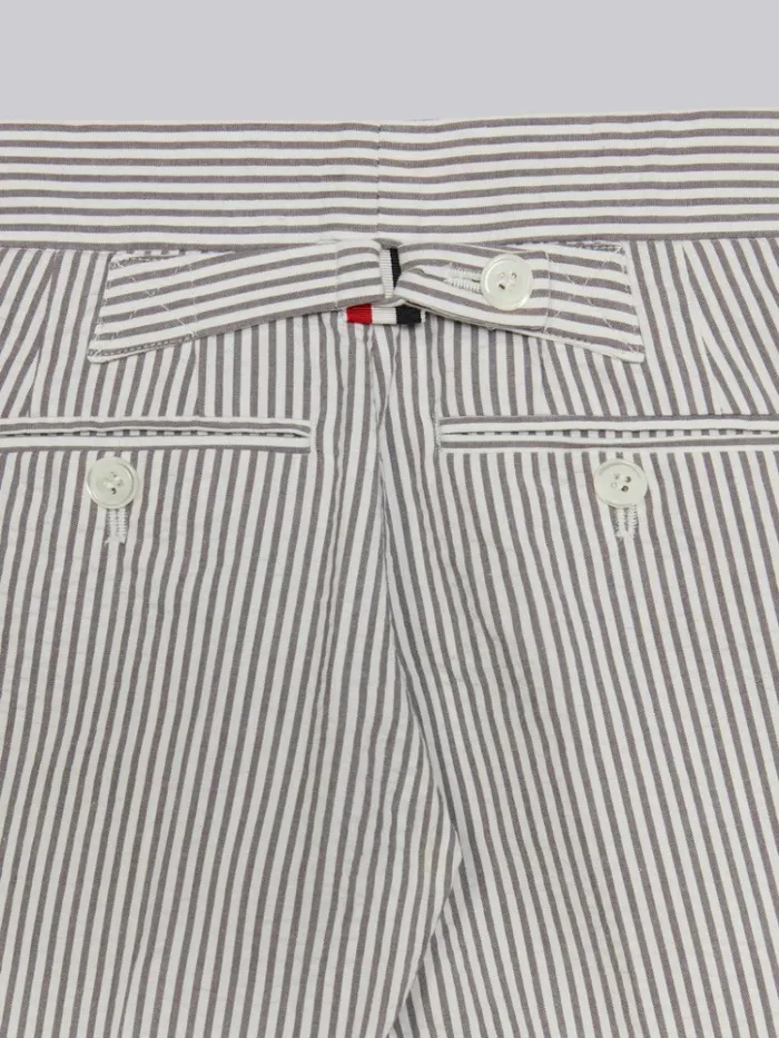 Cotton Seersucker Bermuda Short Medium Grey BoysGirls Thom Browne Trousers And Shorts