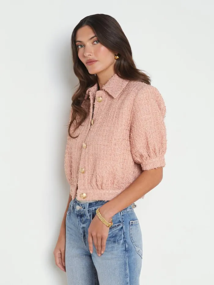 Cove Cropped Tweed Jacket Dusty Pink Women L039Agence Blazers and Jackets
