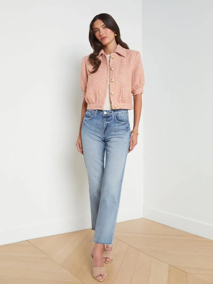 Cove Cropped Tweed Jacket Dusty Pink Women L039Agence Blazers and Jackets