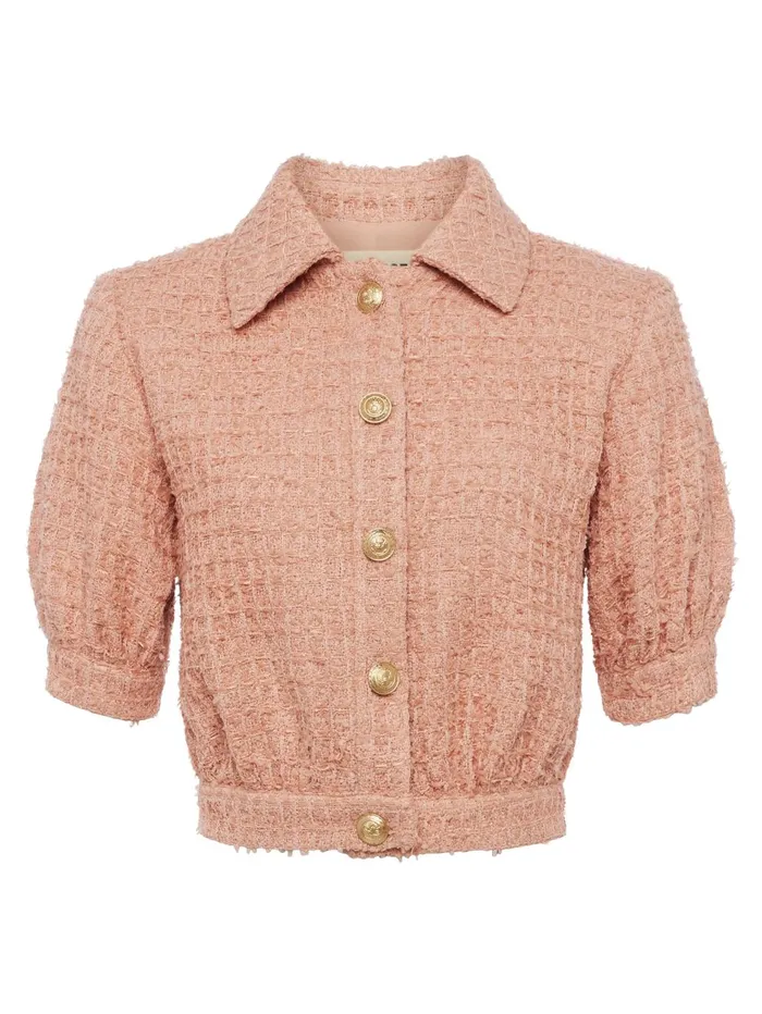 Cove Cropped Tweed Jacket Dusty Pink Women L039Agence Blazers and Jackets