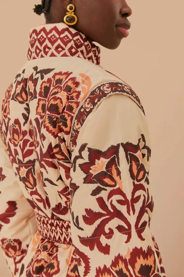 Cream Toucans Scarf Reversible Puffer Jacket Women FARM Rio Puffer Jackets Cream Toucans Scarf Reversible Puffer Jacket Women FARM Rio Puffer Jackets