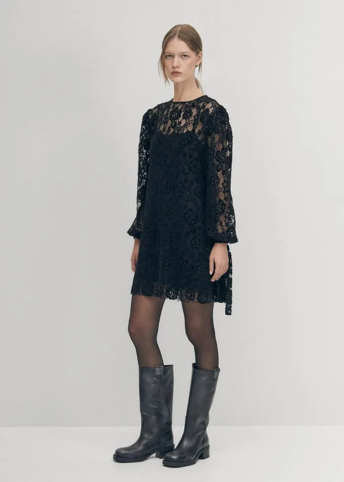 Dablon Lace Black Dress Women ALOHAS Dresses