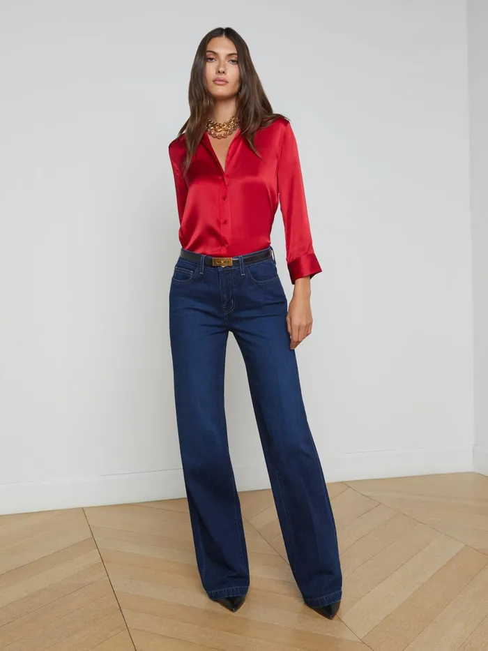 Dani Silk Blouse Garnet Red Women L039Agence Blouses and Tops Dani Silk Blouse Garnet Red Women L039Agence Blouses and Tops