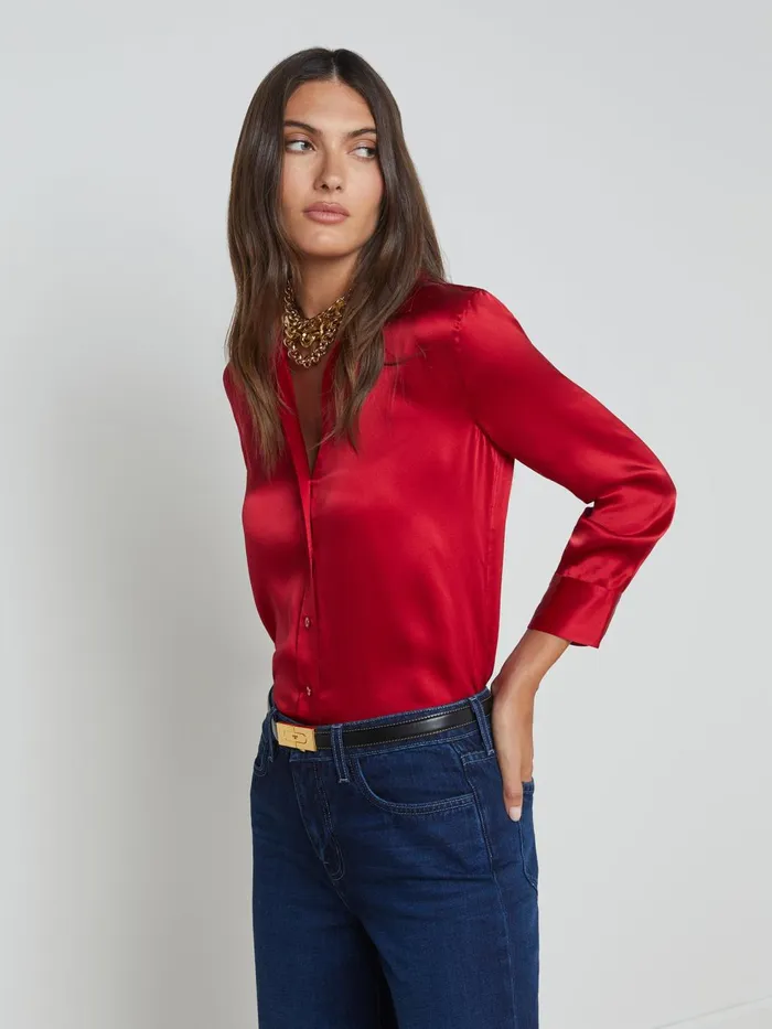 Dani Silk Blouse Garnet Red Women L039Agence Blouses and Tops Dani Silk Blouse Garnet Red Women L039Agence Blouses and Tops