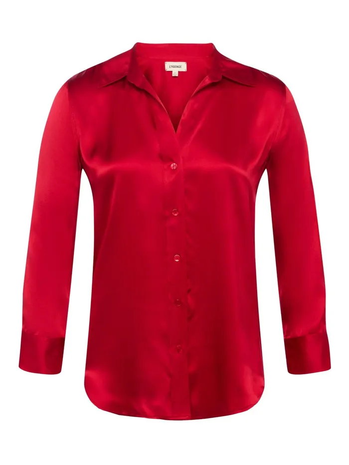 Dani Silk Blouse Garnet Red Women L039Agence Blouses and Tops Dani Silk Blouse Garnet Red Women L039Agence Blouses and Tops