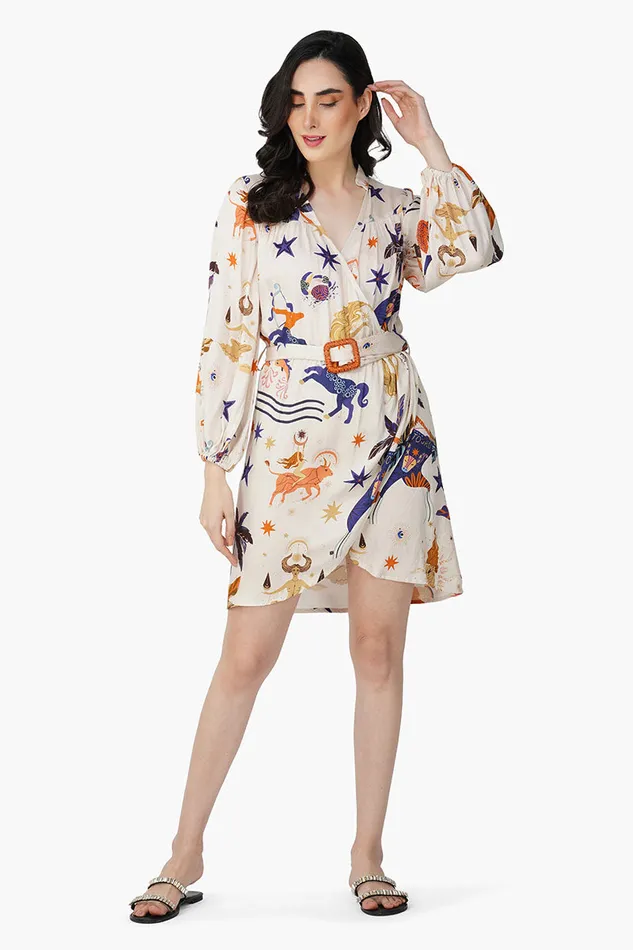 Day Dream Celestial Printed Short Dress Day Dream Celestial Printed Short Dress