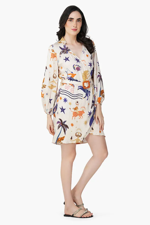 Day Dream Celestial Printed Short Dress Day Dream Celestial Printed Short Dress