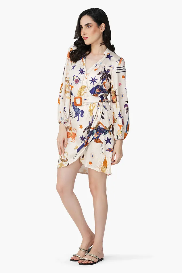 Day Dream Celestial Printed Short Dress Day Dream Celestial Printed Short Dress