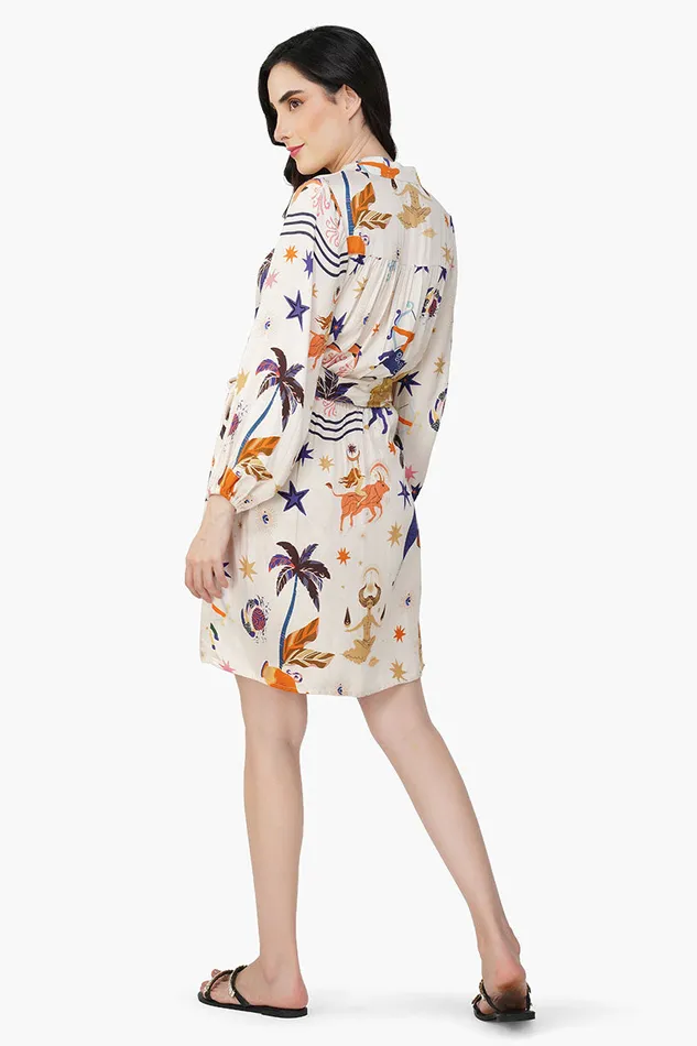 Day Dream Celestial Printed Short Dress Day Dream Celestial Printed Short Dress