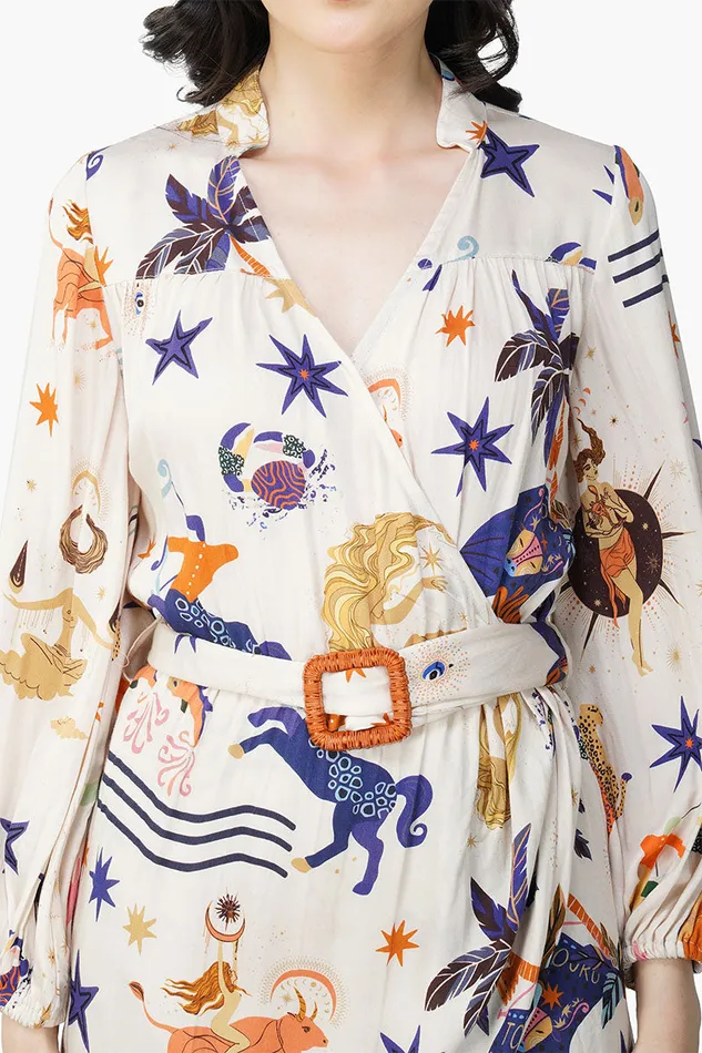 Day Dream Celestial Printed Short Dress Day Dream Celestial Printed Short Dress