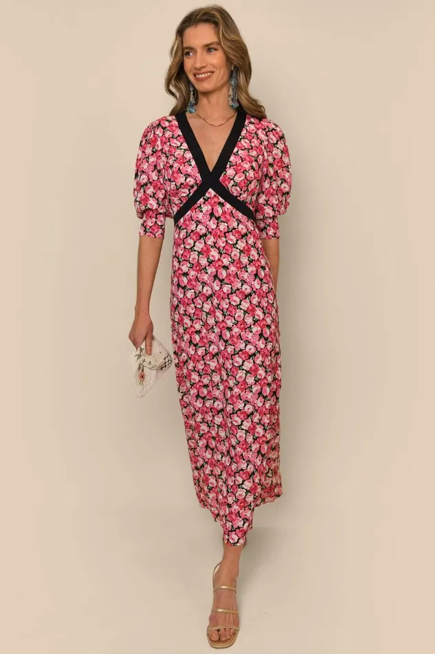 Deanna Pink English Rose Mix Women RIXO Dresses