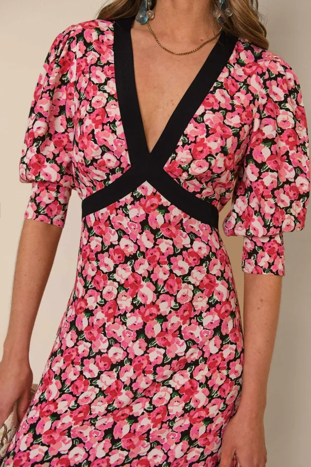 Deanna Pink English Rose Mix Women RIXO Dresses Deanna Pink English Rose Mix Women RIXO Dresses