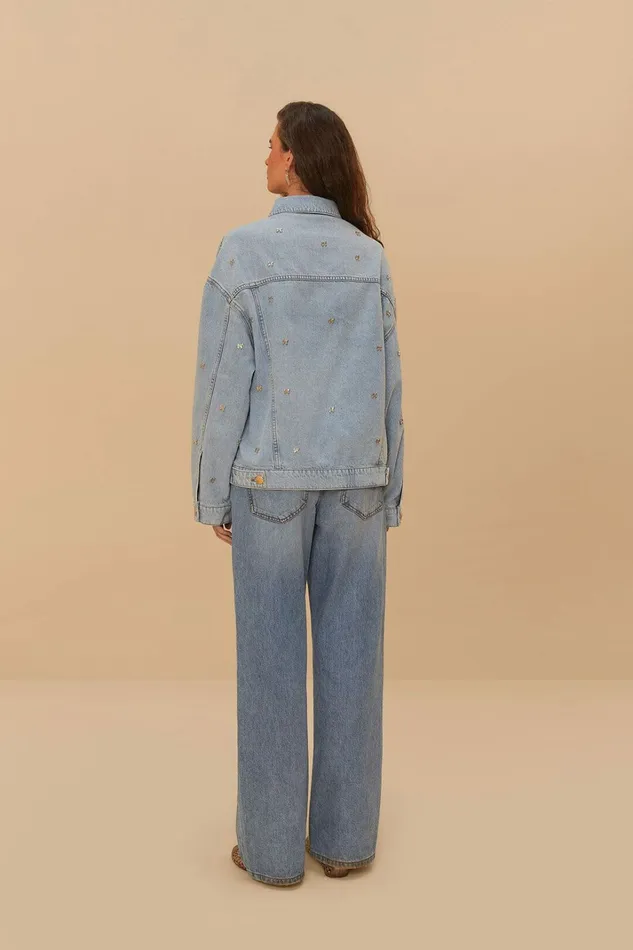 Denim Embroidered Bows Pants Women FARM Rio Pants