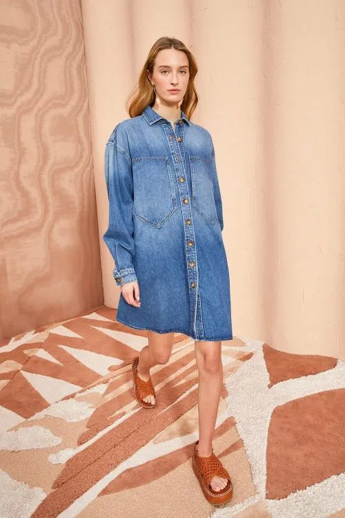Denim Women Ulla Johnson The Valerie Dress Danube Medium Indigo Wash