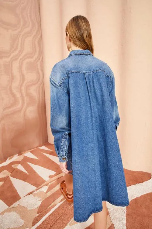 Denim Women Ulla Johnson The Valerie Dress Danube Medium Indigo Wash Denim Women Ulla Johnson The Valerie Dress Danube Medium Indigo Wash