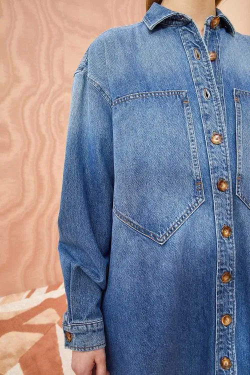 Denim Women Ulla Johnson The Valerie Dress Danube Medium Indigo Wash Denim Women Ulla Johnson The Valerie Dress Danube Medium Indigo Wash