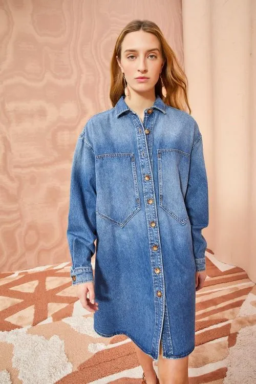 Denim Women Ulla Johnson The Valerie Dress Danube Medium Indigo Wash Denim Women Ulla Johnson The Valerie Dress Danube Medium Indigo Wash