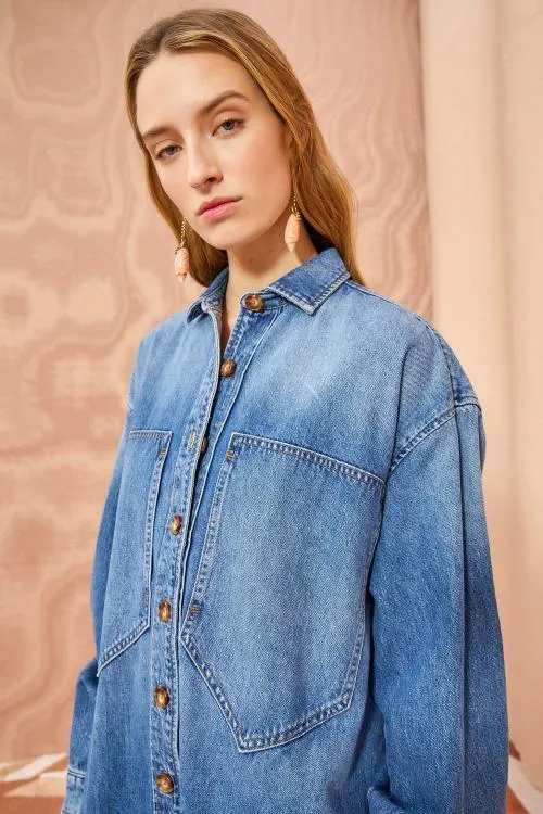 Denim Women Ulla Johnson The Valerie Dress Danube Medium Indigo Wash Denim Women Ulla Johnson The Valerie Dress Danube Medium Indigo Wash