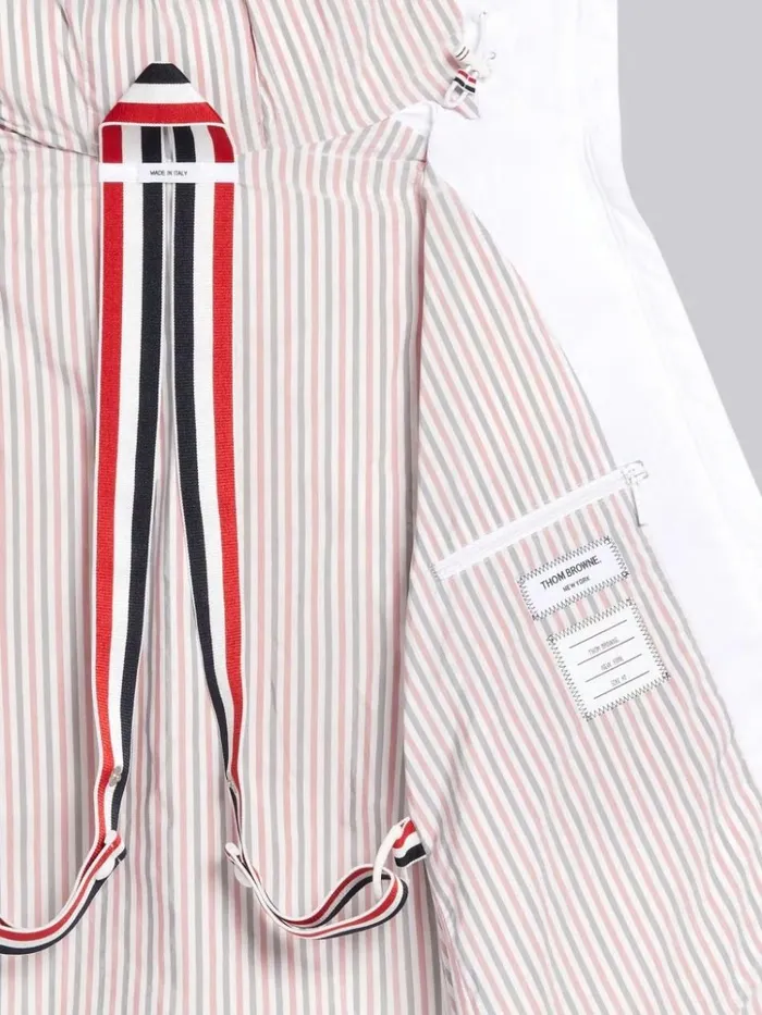 Down Filled Poly Twill Zipup Hooded Overcoat White Women Thom Browne Outerwear