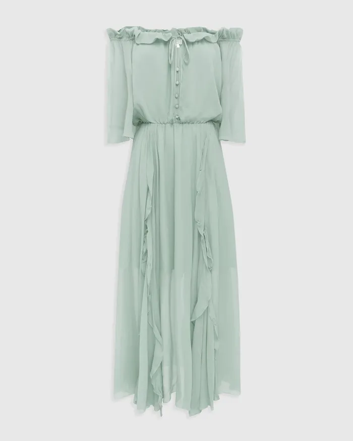 Dresses Amour Amour Ruffled Midi Dress 8211 Spearmint FINAL SALE Belle and Bloom Women