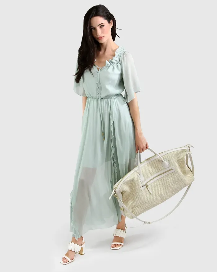 Dresses Amour Amour Ruffled Midi Dress 8211 Spearmint FINAL SALE Belle and Bloom Women