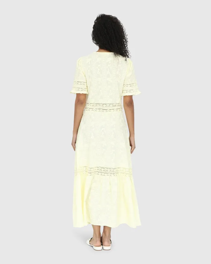 Dresses Belle and Bloom Women Summer Breeze Lace Midi Dress 8211 Yellow