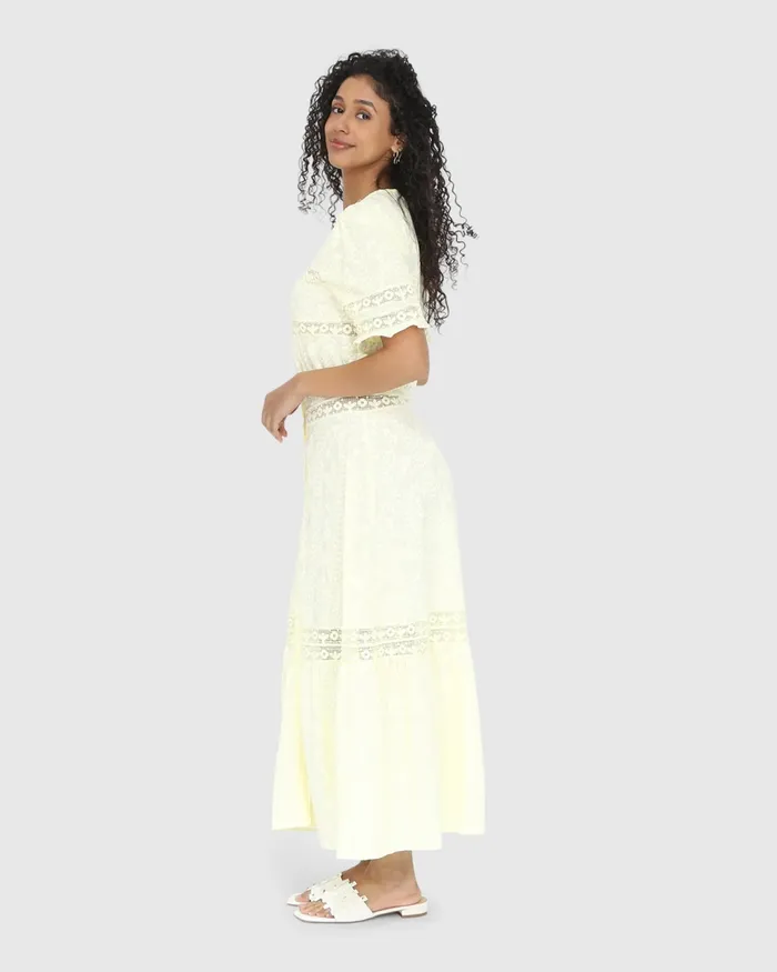 Dresses Belle and Bloom Women Summer Breeze Lace Midi Dress 8211 Yellow
