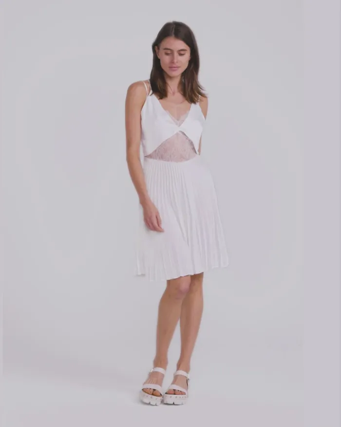 Dresses Feel It Still Lace Trim Mini Dress 8211 White 8211 Belle and Bloom Women