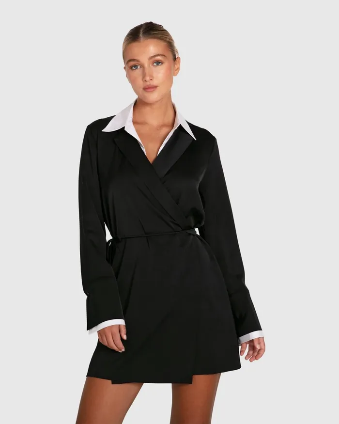 Dresses Make Me Feel Layered Shirt Dress 8211 BlackWhite Belle and Bloom Women