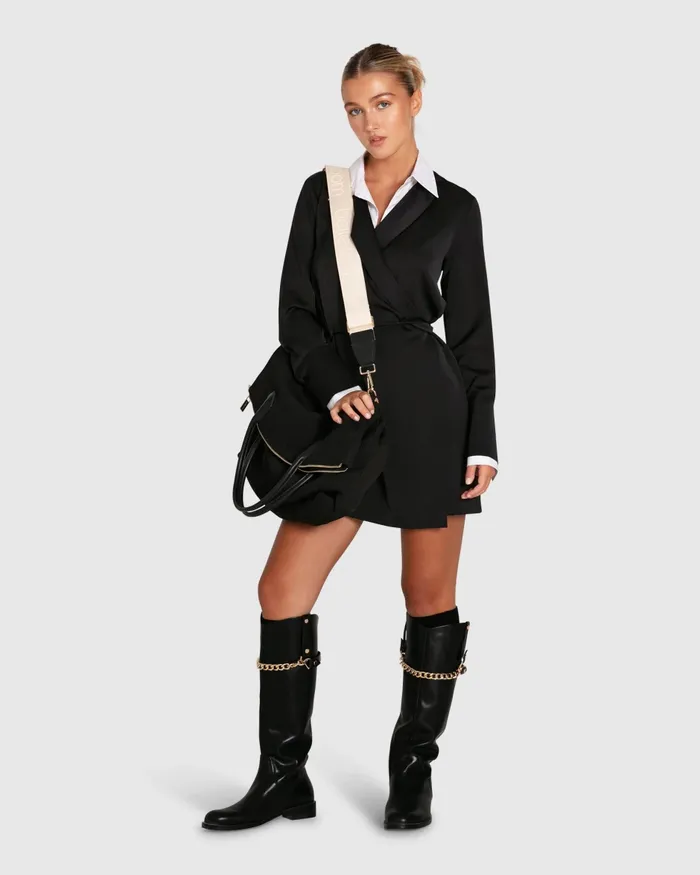 Dresses Make Me Feel Layered Shirt Dress 8211 BlackWhite Belle and Bloom Women