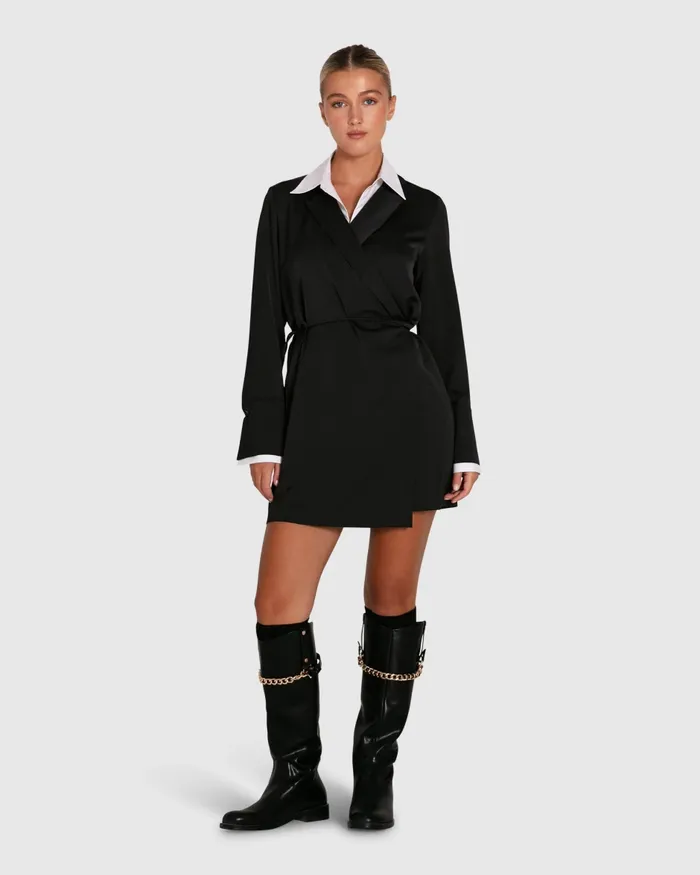 Dresses Make Me Feel Layered Shirt Dress 8211 BlackWhite Belle and Bloom Women