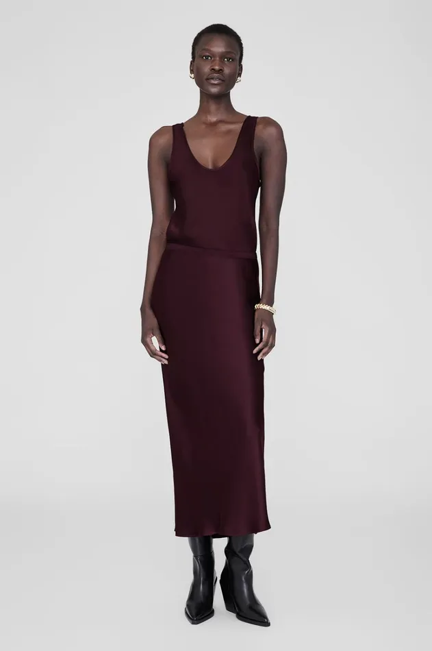 Dresses Skirts Women ANINE BING Bar Silk Skirt 8211 Bordeaux