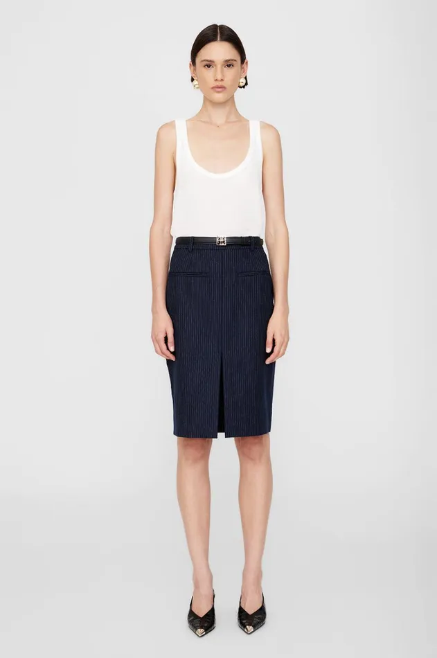 Dresses Skirts Women ANINE BING Kora Skirt 8211 Navy Pinstripe