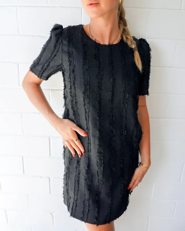 Dresses Star Child Textured Mini Dress 8211 Black Belle and Bloom Women