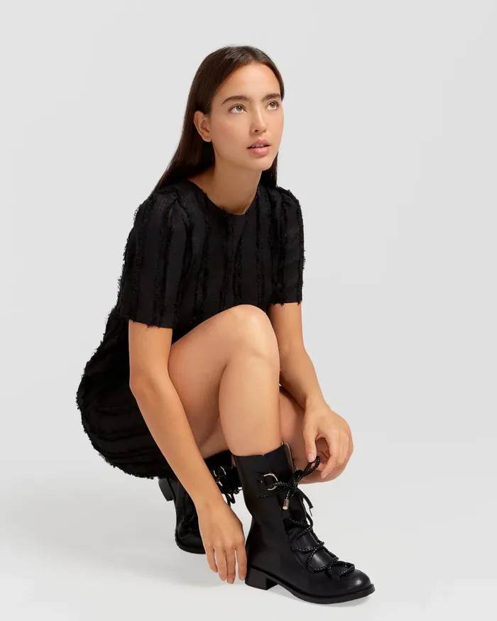 Dresses Star Child Textured Mini Dress 8211 Black Belle and Bloom Women