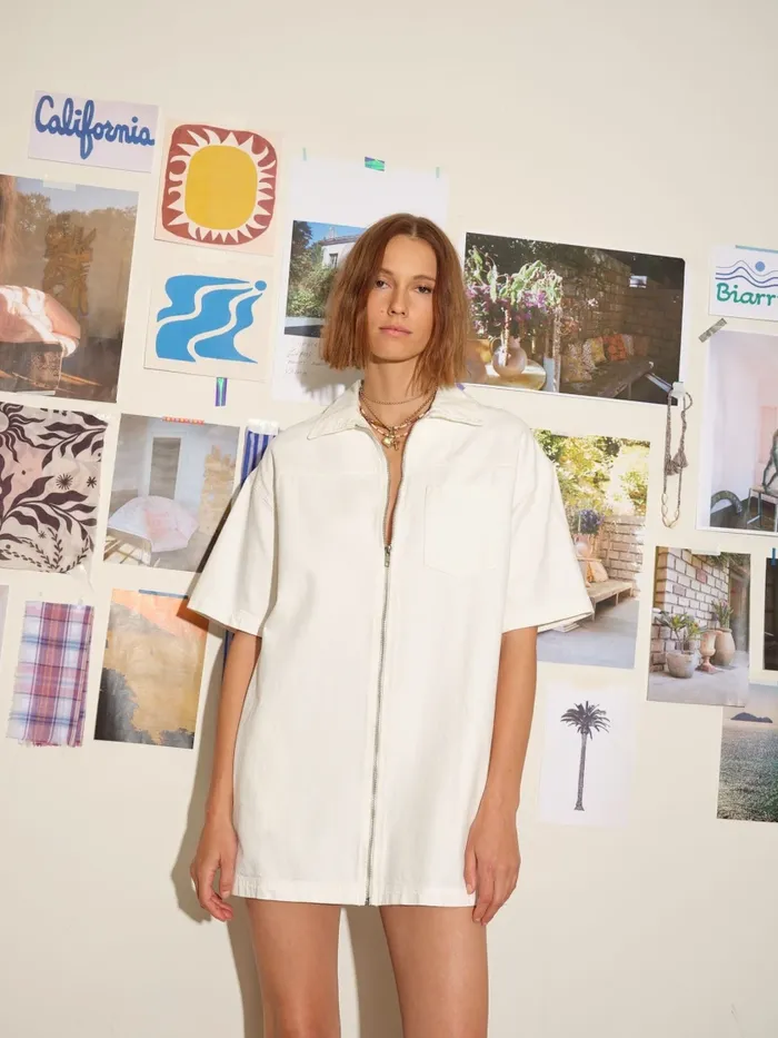 Dresses White Jaysen Denim Dress XRENA Women Dresses White Jaysen Denim Dress XRENA Women