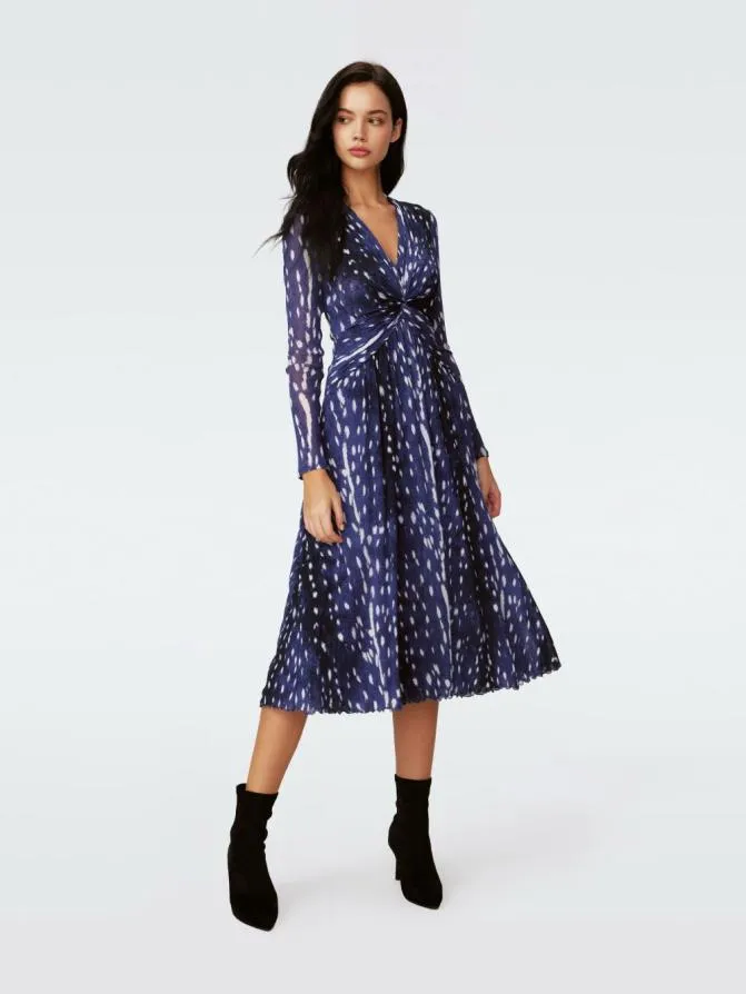 DVF Dresses Burton Mesh Dress Fawn Perfect Navy 8211 Women DVF Dresses Burton Mesh Dress Fawn Perfect Navy 8211 Women