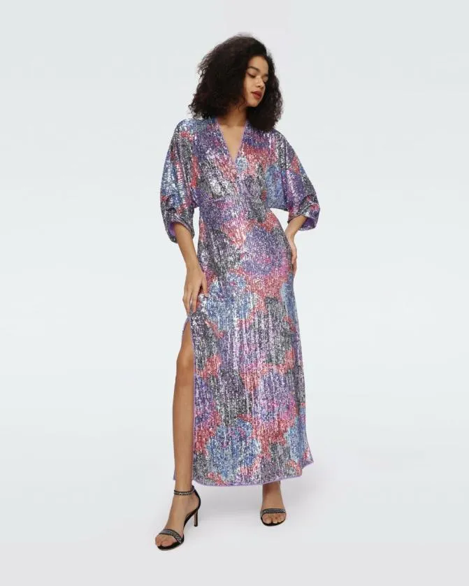 DVF Dresses Jessel Sequin Dress Redemption Rose Blue Red 8211 Women