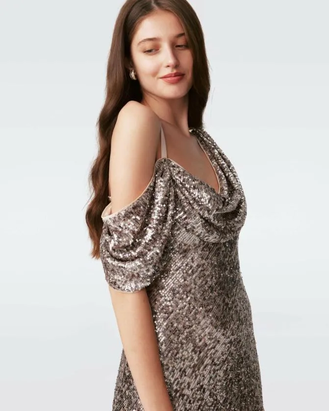 DVF Dresses Joaquin Dress Sequin Leopard 8211 Women