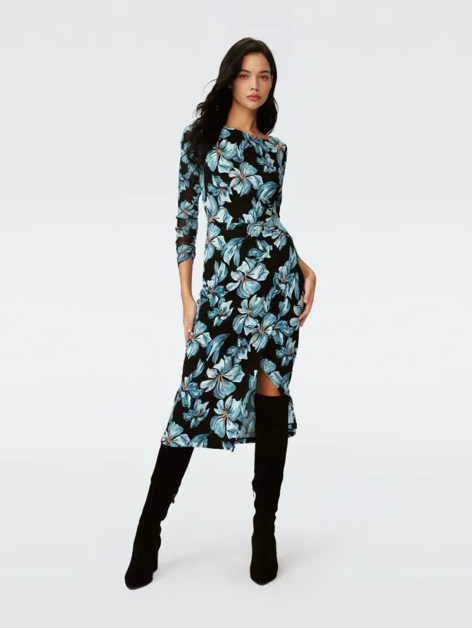 DVF Dresses Linea Dress Opera Floral Black 8211 Women