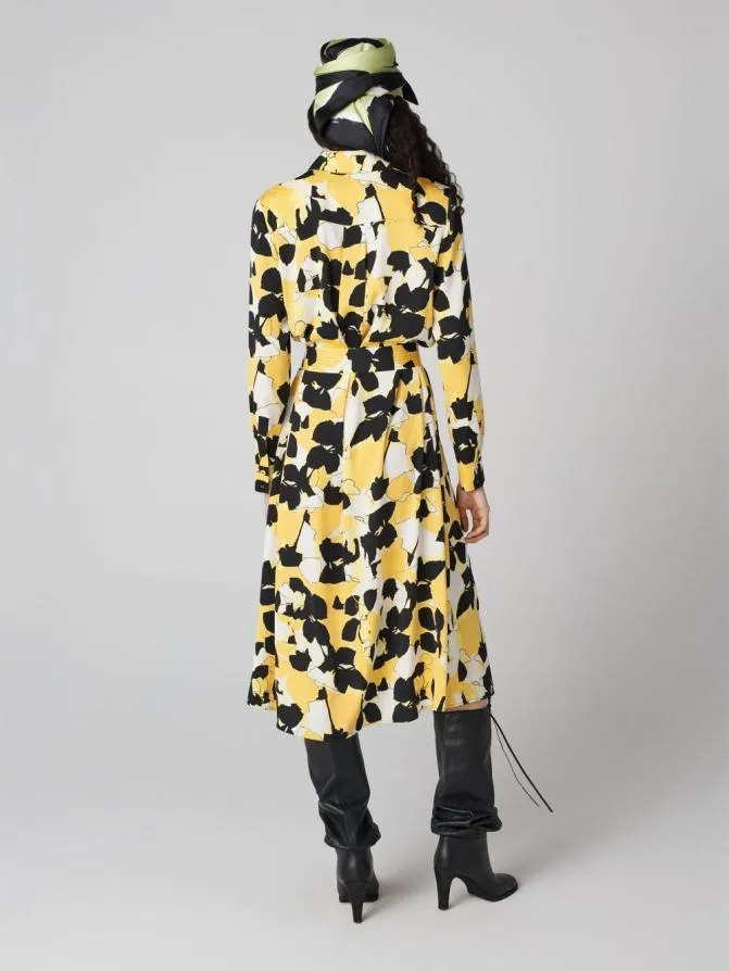 DVF Dresses Maya Silk Shirt Dress Egon039s Floral Yellow 8211 Women