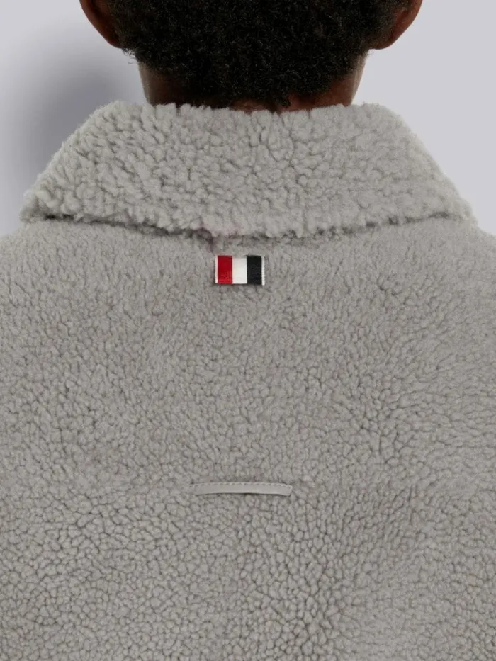 Dyed Shearling 4bar Supersized Shirt Jacket Medium Grey Women Thom Browne Outerwear